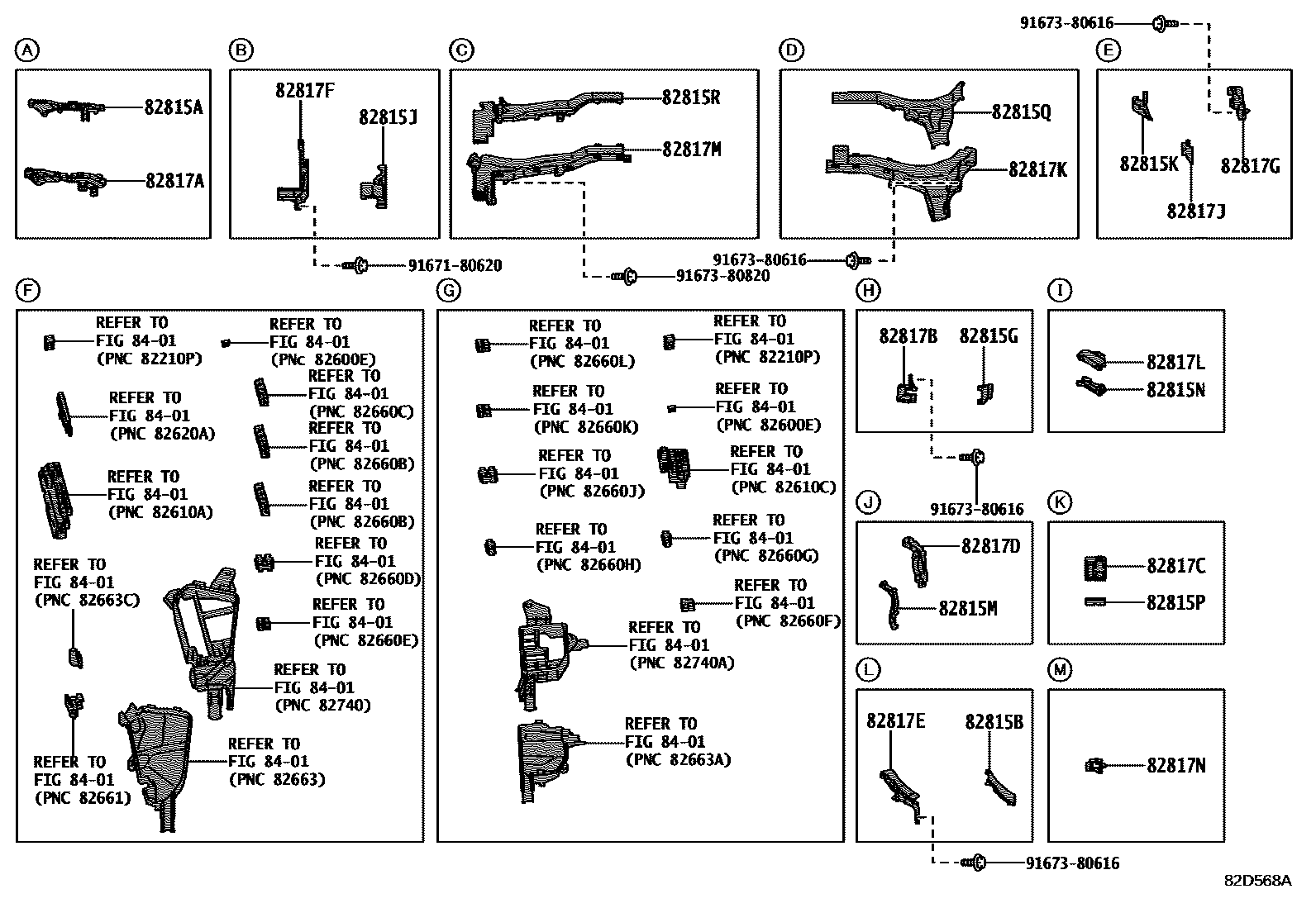 Toyota RAV4 线束和卡夹 EPC diagram — 82D568A