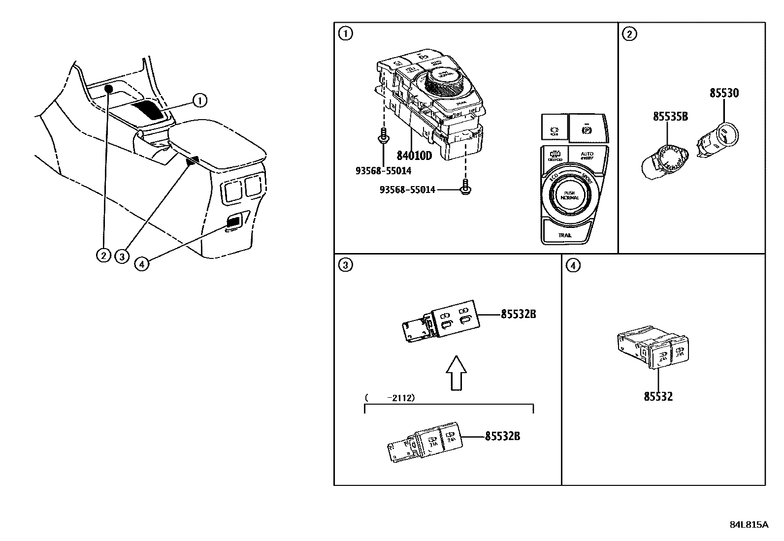 Toyota RAV4 开关和继电器和ECU EPC diagram — 84L815A