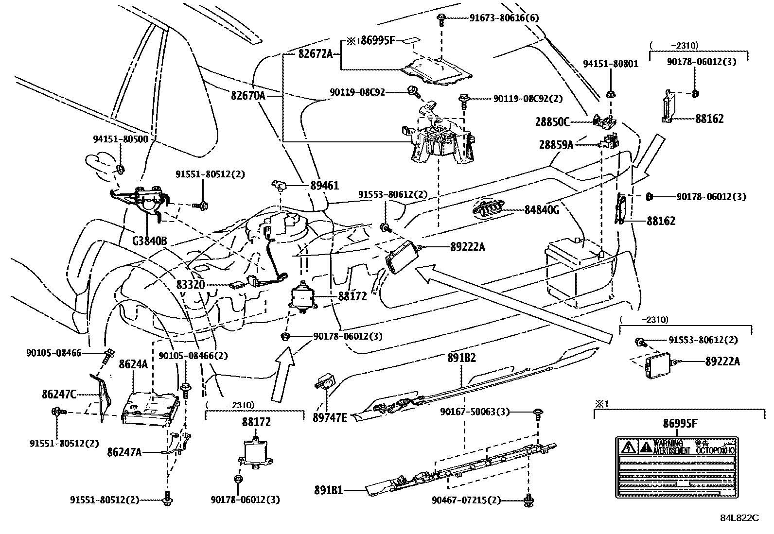 Toyota RAV4 开关和继电器和ECU EPC diagram — 84L822C