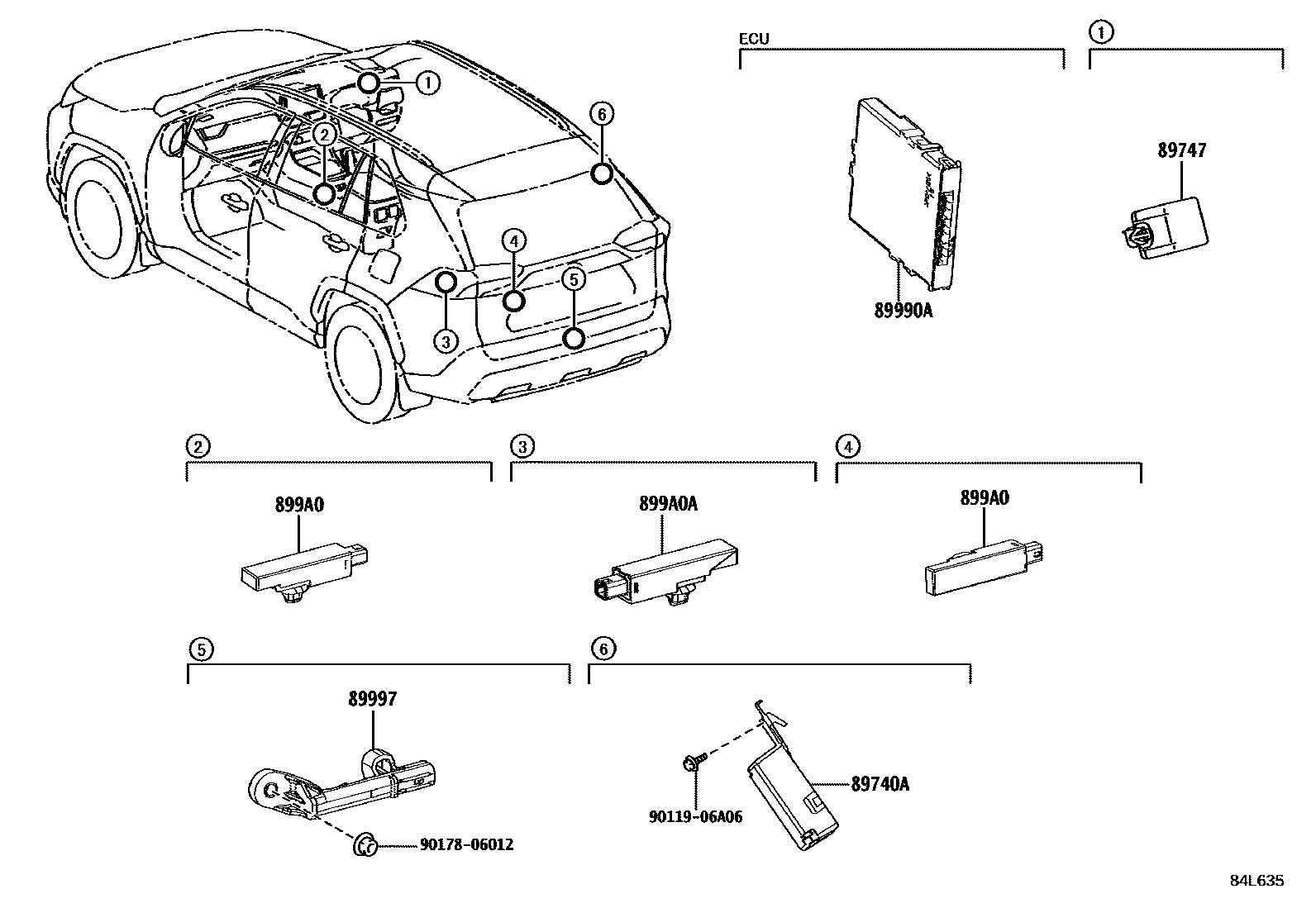 Toyota RAV4 遥控门锁 EPC diagram — 84L635