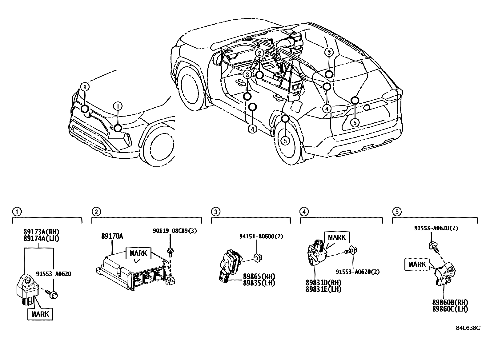 Toyota RAV4 空气囊 EPC diagram — 84L638C