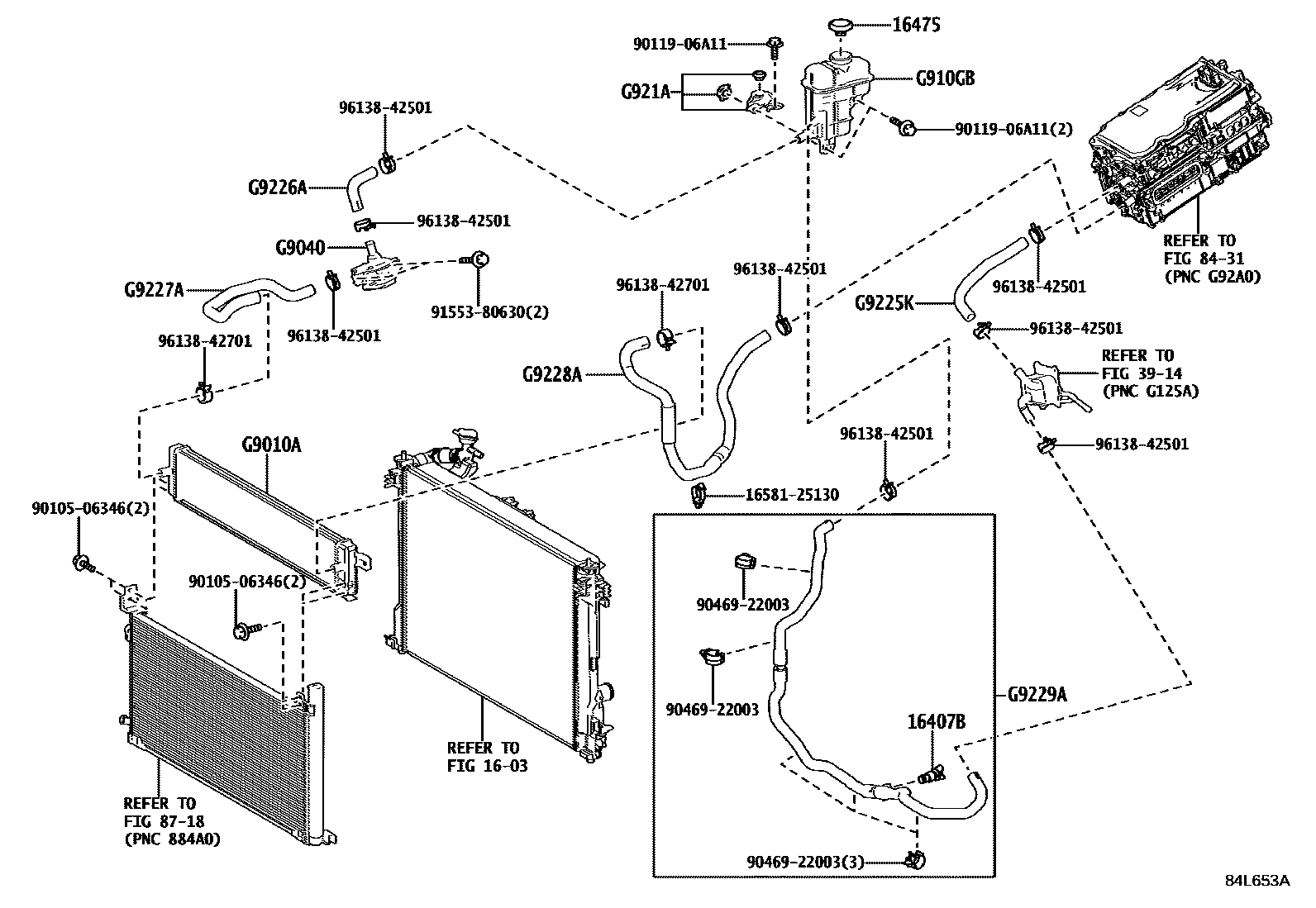 Toyota RAV4 逆变器冷却系统 EPC diagram — 84L653A