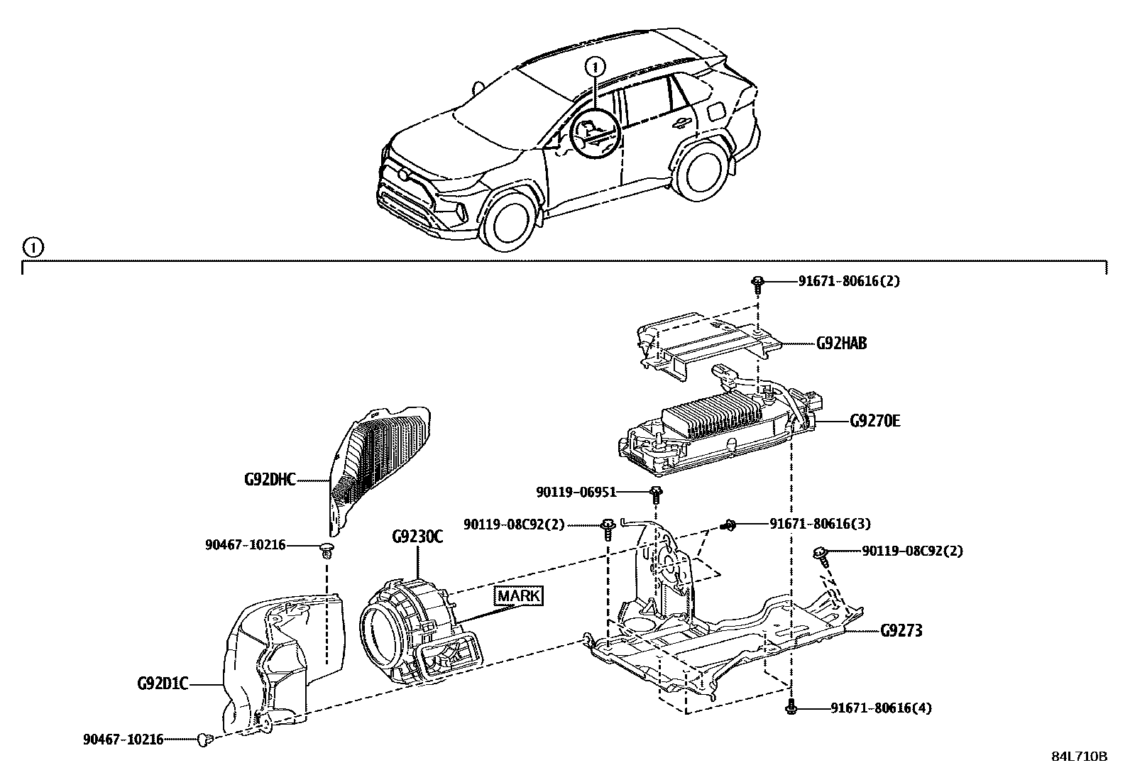 Toyota RAV4 EV充电器&DC/DC转换器 EPC diagram — 84L710B