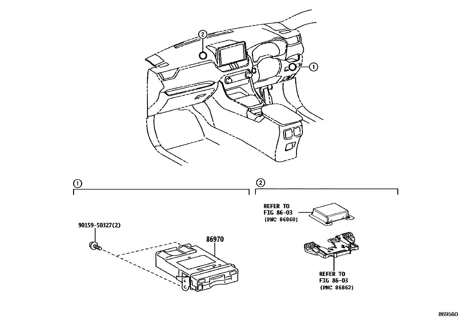 Toyota RAV4 收音机通信和ETC EPC diagram — 869560A