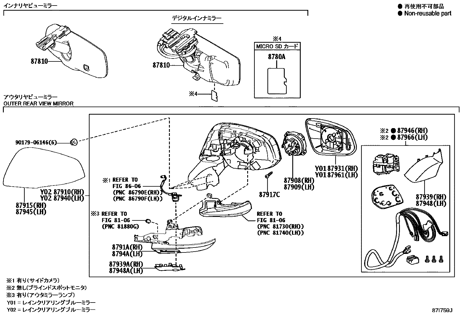 Toyota RAV4 后视镜 EPC diagram — 87I759J