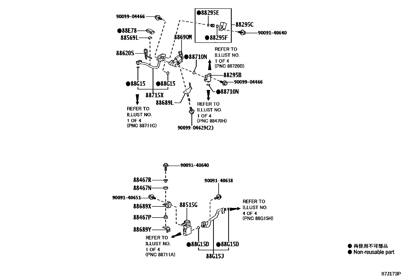 Toyota RAV4 Heating & Air Conditioning - Cooler Piping EPC diagram — 87J173P