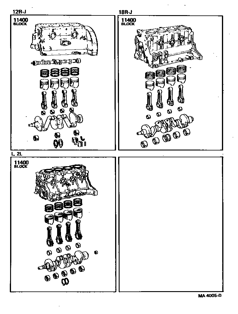 Toyota HILUX Short Block Assembly EPC diagram — MA4005D
