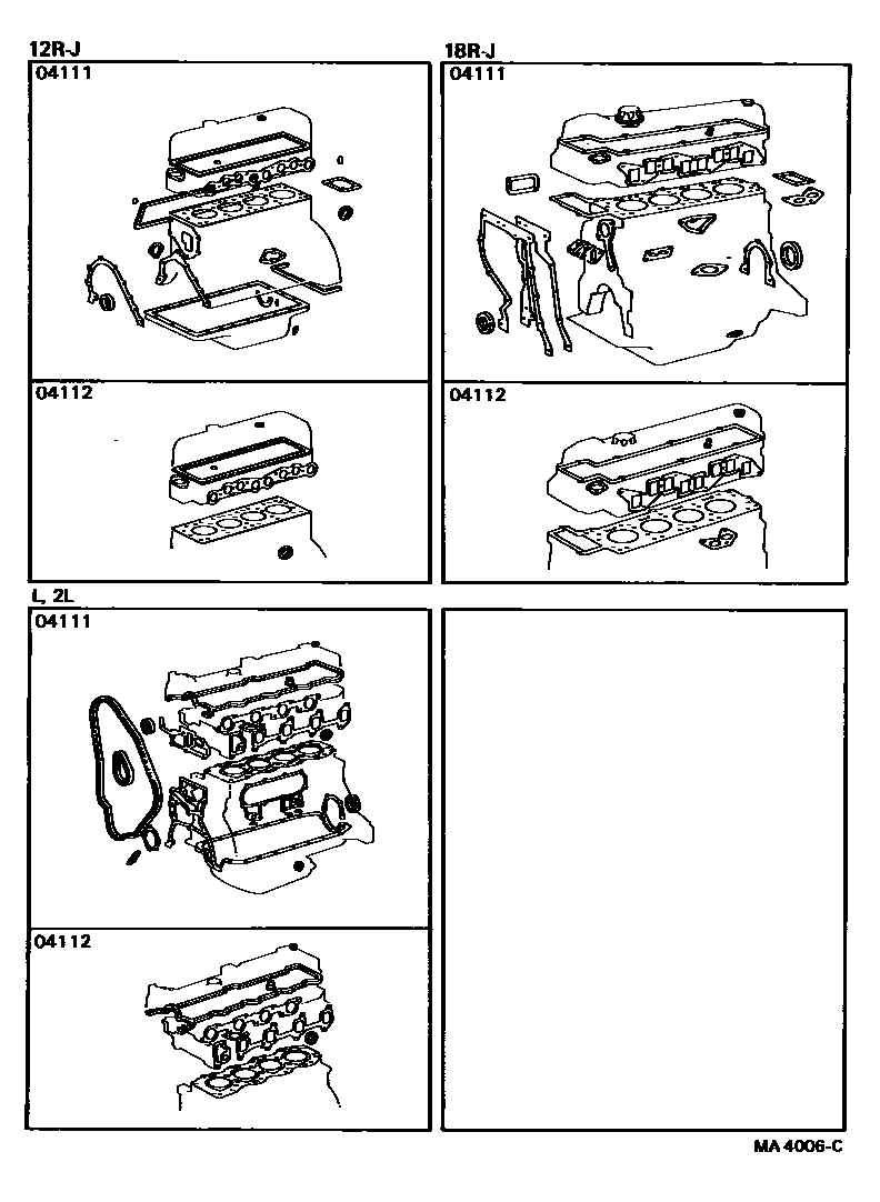 Toyota HILUX Engine Overhaul Gasket Kit EPC diagram — MA4006C