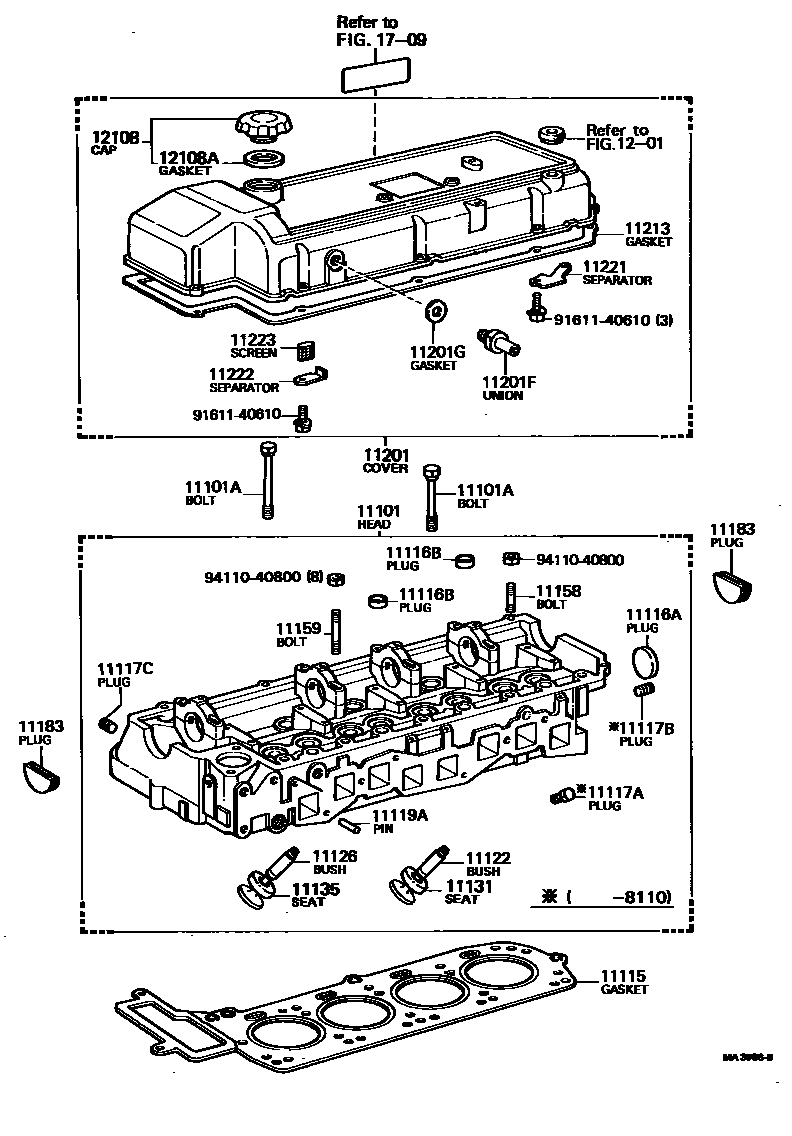 Toyota HILUX Cylinder Head EPC diagram — MA3988B