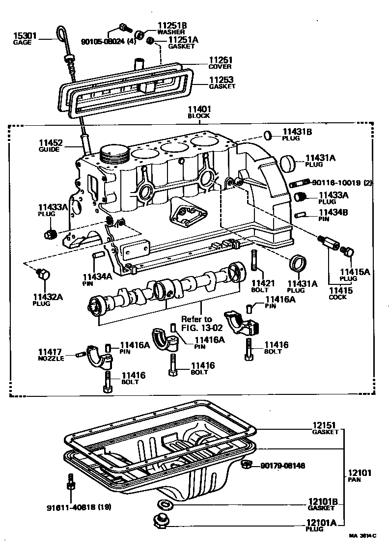 Toyota HILUX Cylinder Block EPC diagram — MA3614C