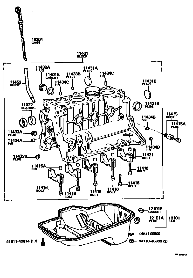 Toyota HILUX Cylinder Block EPC diagram — MA3989A