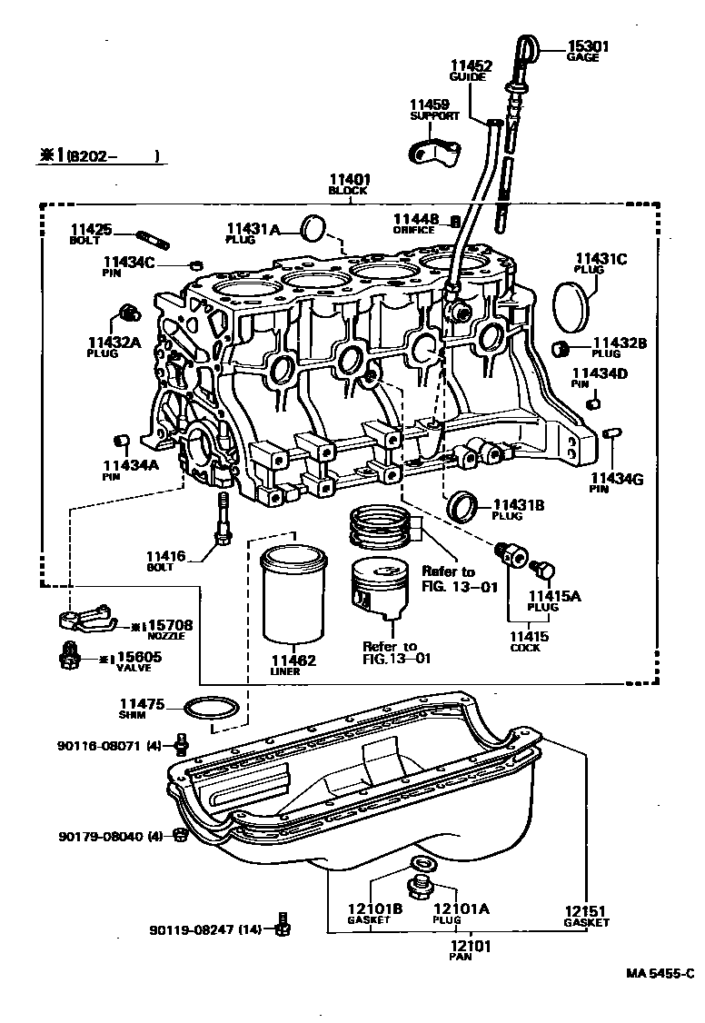 Toyota HILUX Cylinder Block EPC diagram — MA5455C