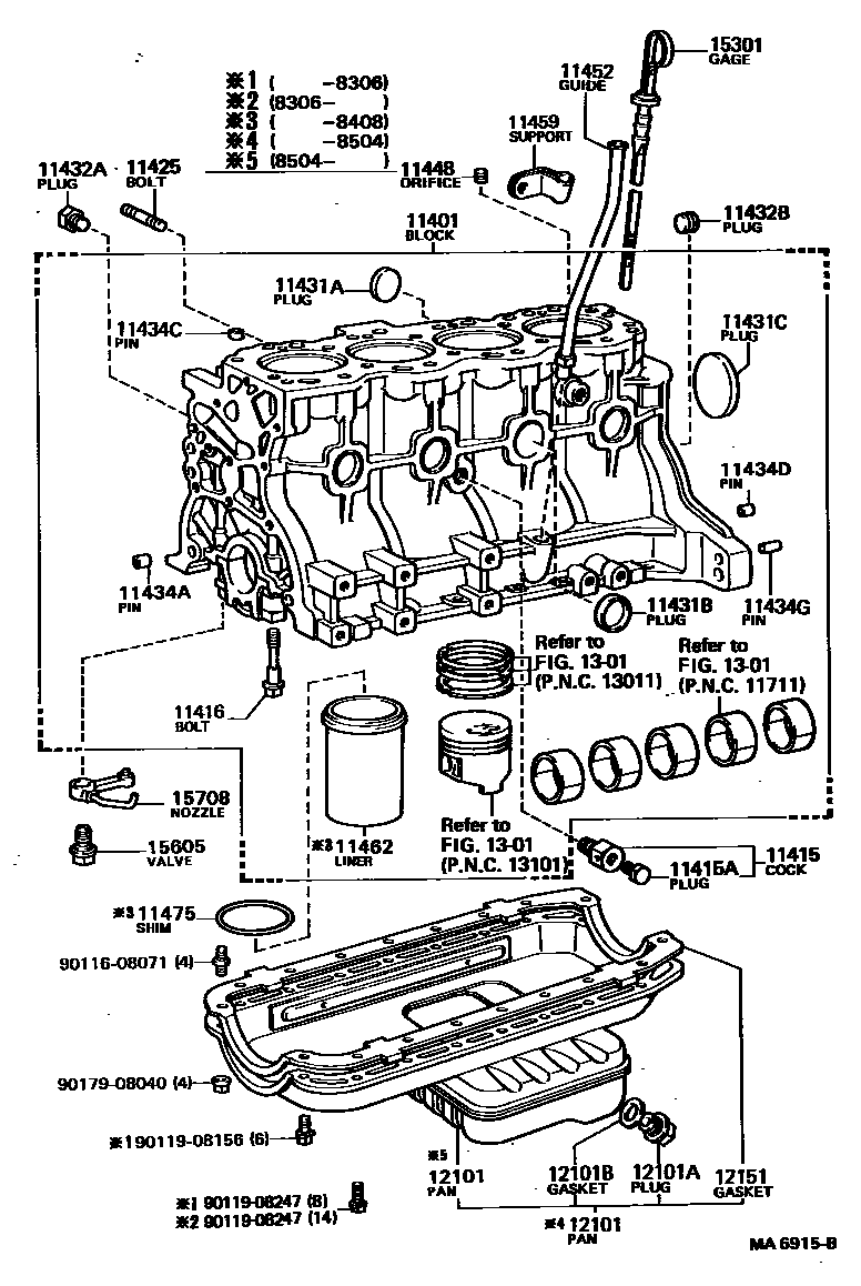 Toyota HILUX Cylinder Block EPC diagram — MA6915B