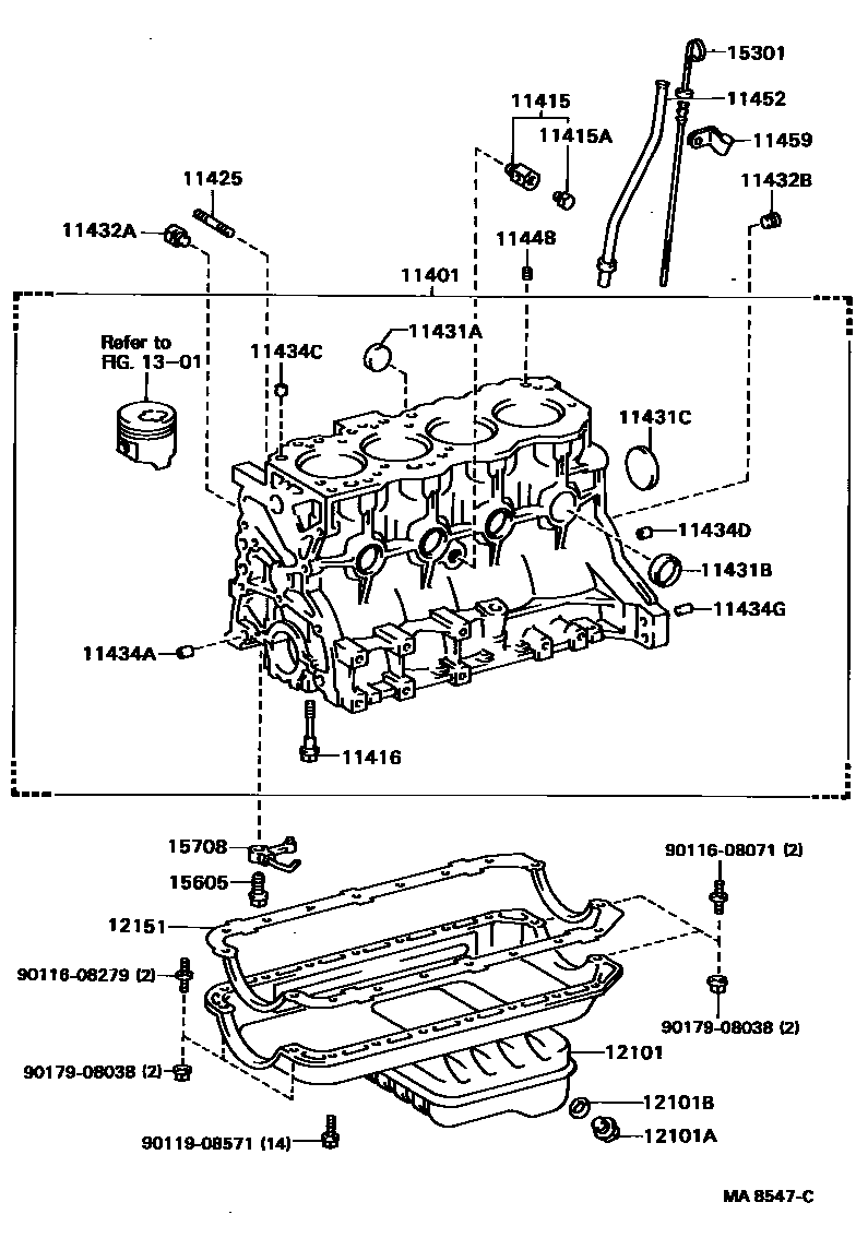 Toyota HILUX Cylinder Block EPC diagram — MA8547C