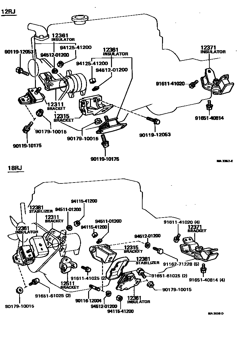 Toyota HILUX Engine Mounting EPC diagram — AS0197C
