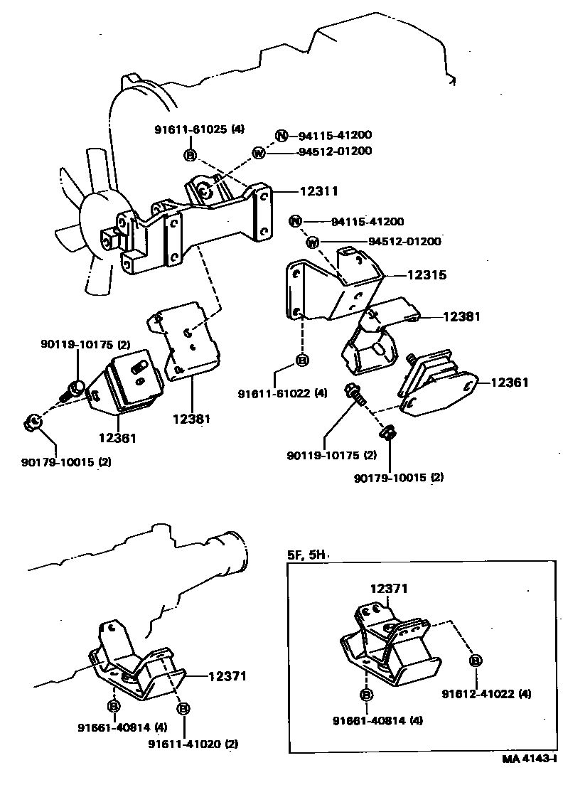 Toyota HILUX Engine Mounting EPC diagram — MA4143I