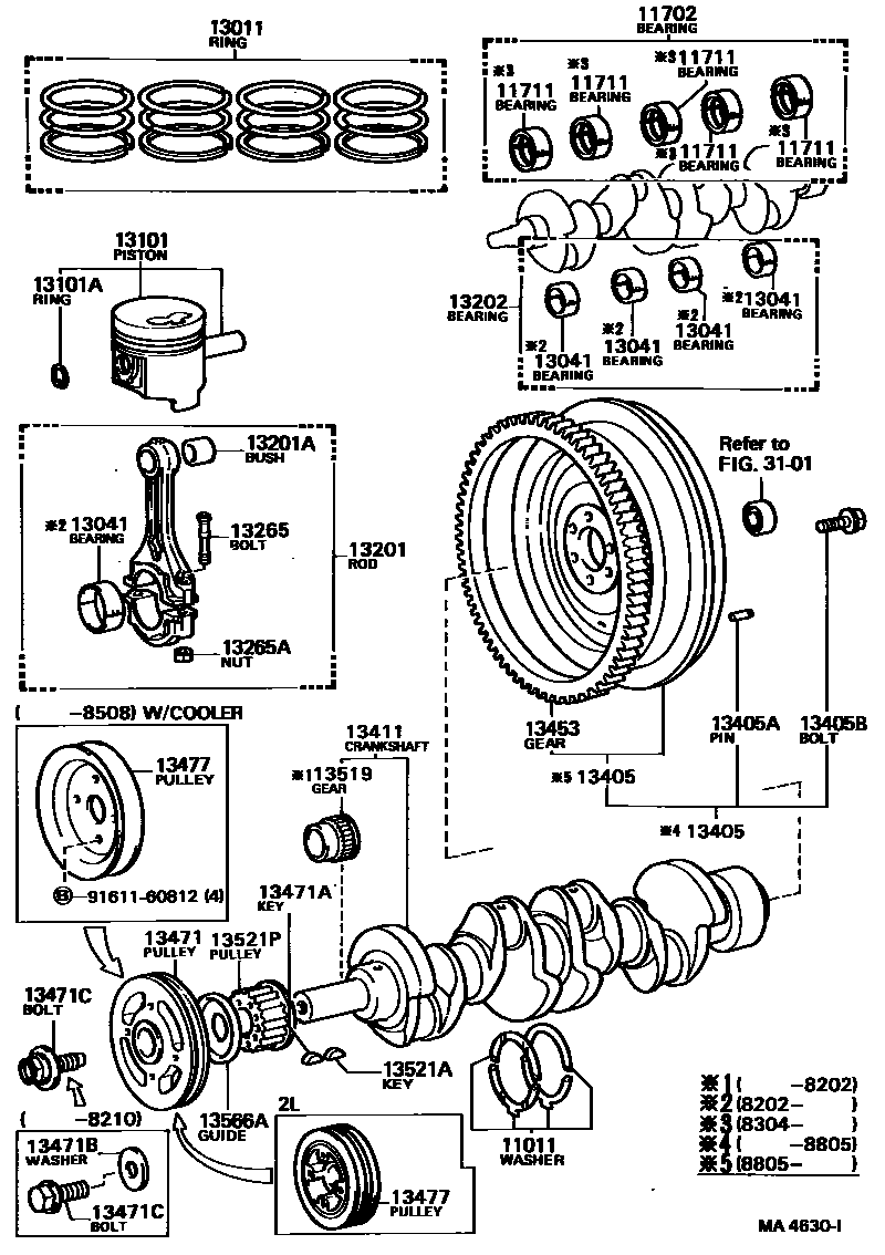 Toyota HILUX Crankshaft & Piston EPC diagram — MA4630I