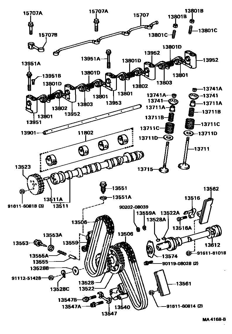Toyota HILUX Camshaft & Valve EPC diagram — MA4168B