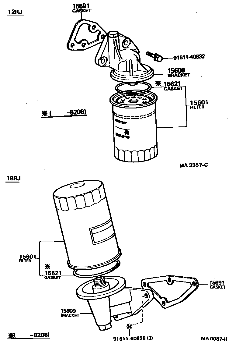 Toyota HILUX Oil Filter EPC diagram — AS0200D