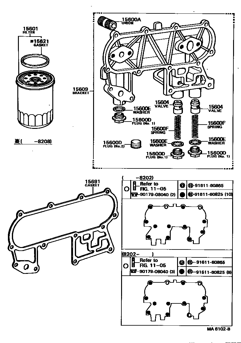 Toyota HILUX Oil Filter EPC diagram — MA6102B
