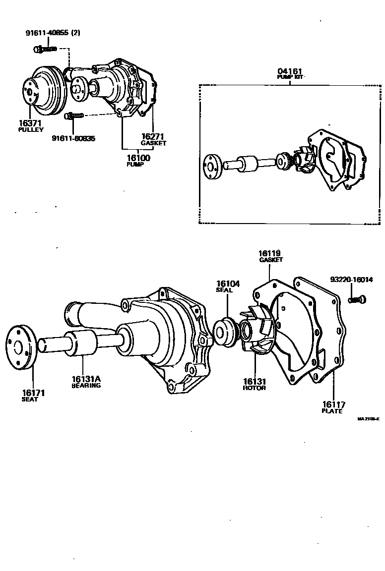 Toyota HILUX Water Pump EPC diagram — MA2105E