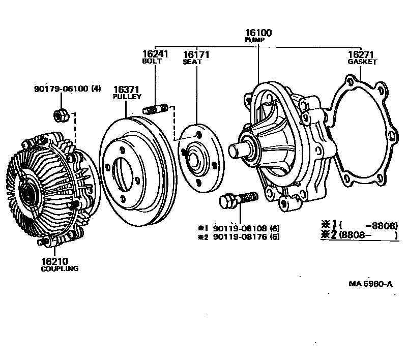 Toyota HILUX Water Pump EPC diagram — MA6960A