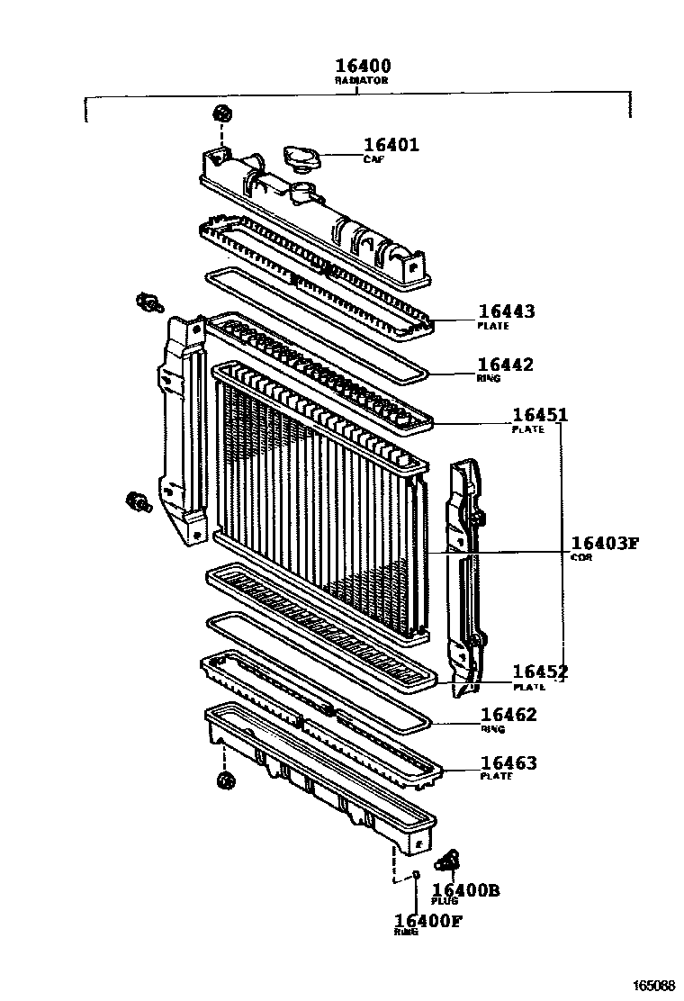 Toyota HILUX RADIATOR & WATER OUTLET EPC diagram — 165088