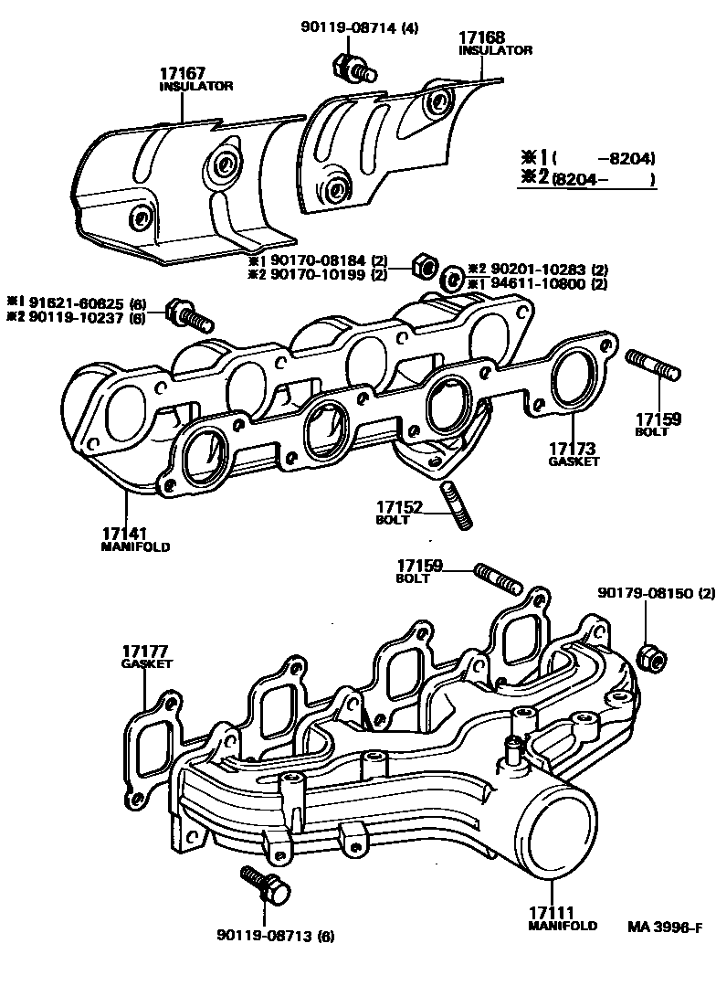 Toyota HILUX Manifold EPC diagram — MA3996F