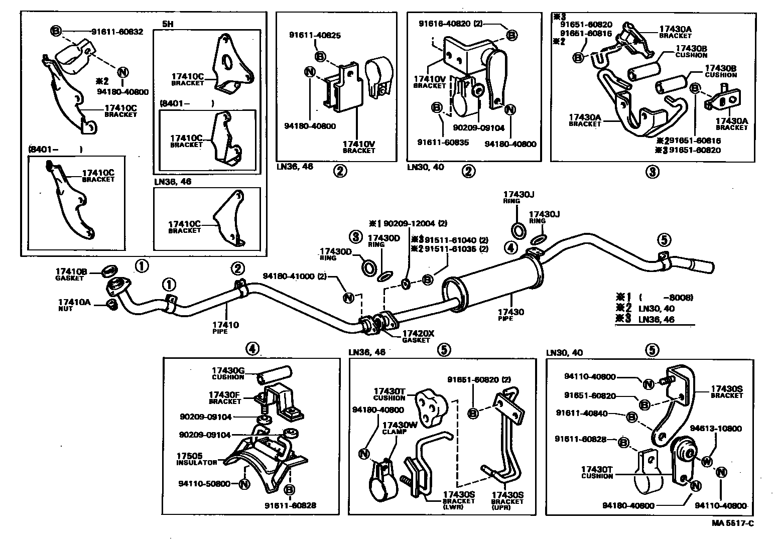 Toyota HILUX Exhaust Pipe EPC diagram — MA5517C