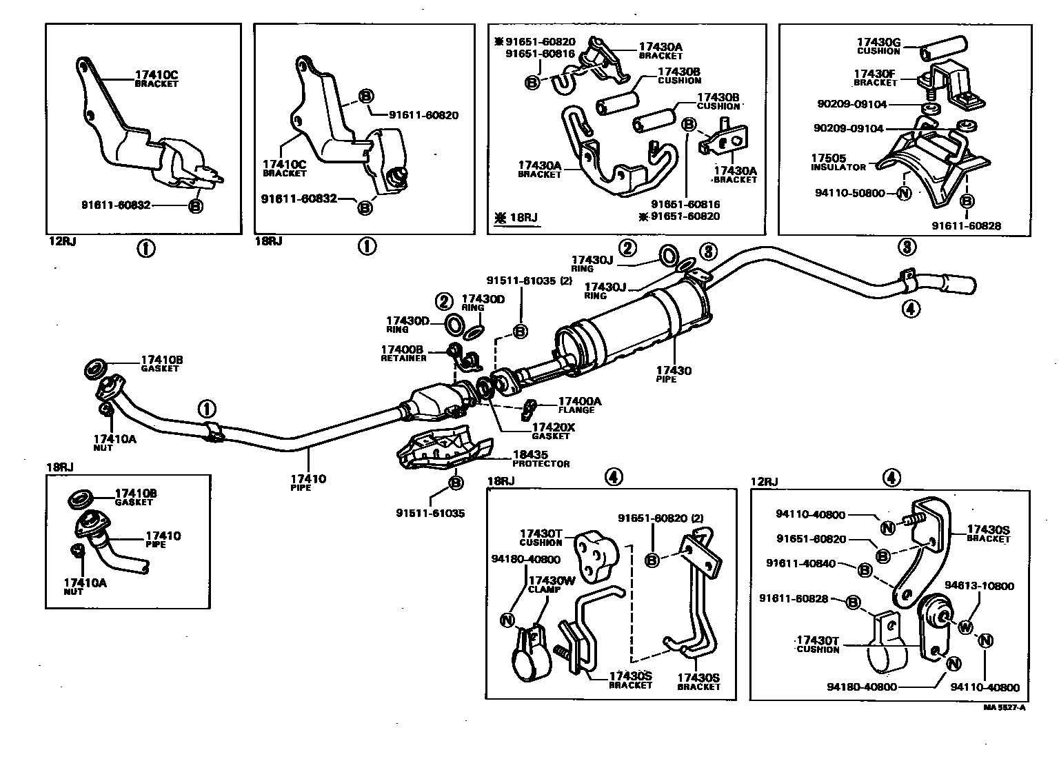 Toyota HILUX Exhaust Pipe EPC diagram — MA5527A