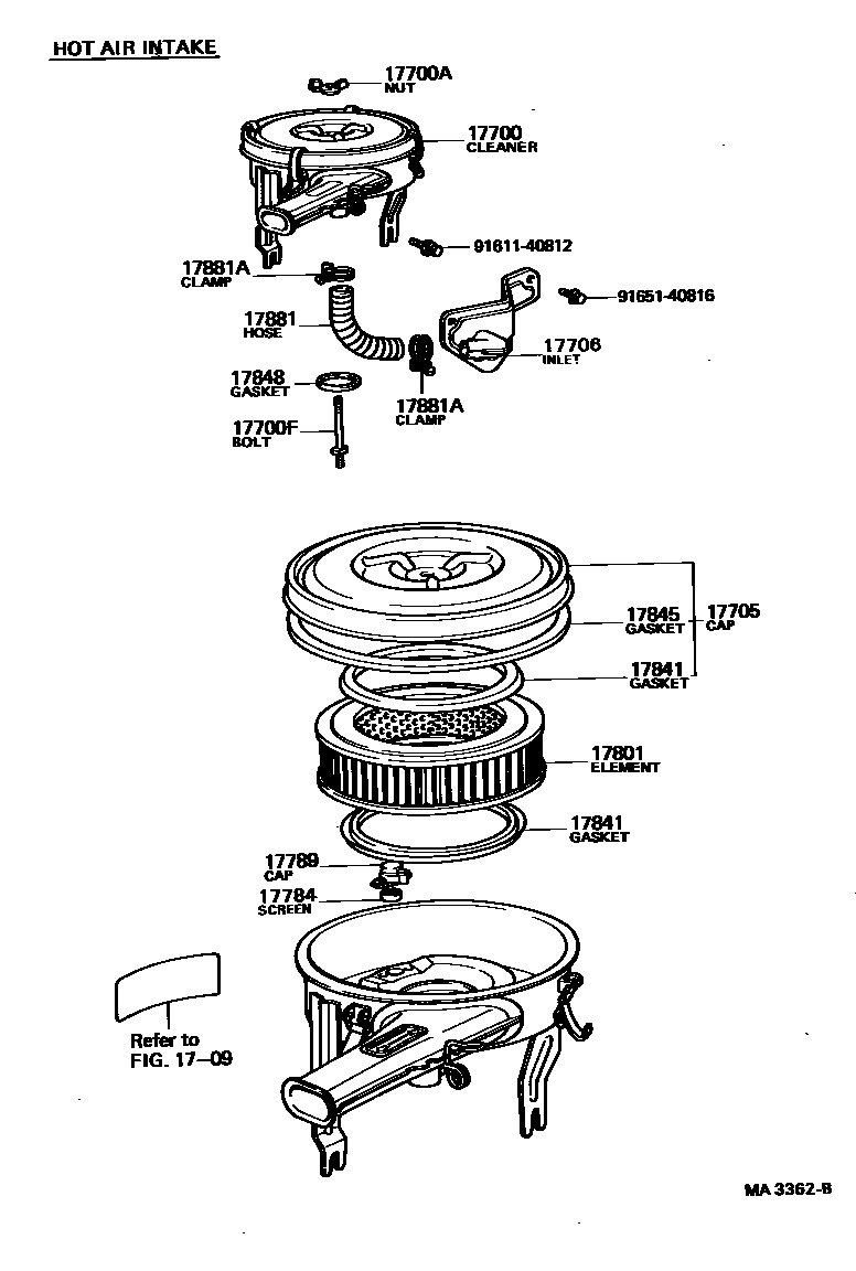 Toyota HILUX Air Cleaner EPC diagram — MA3362B
