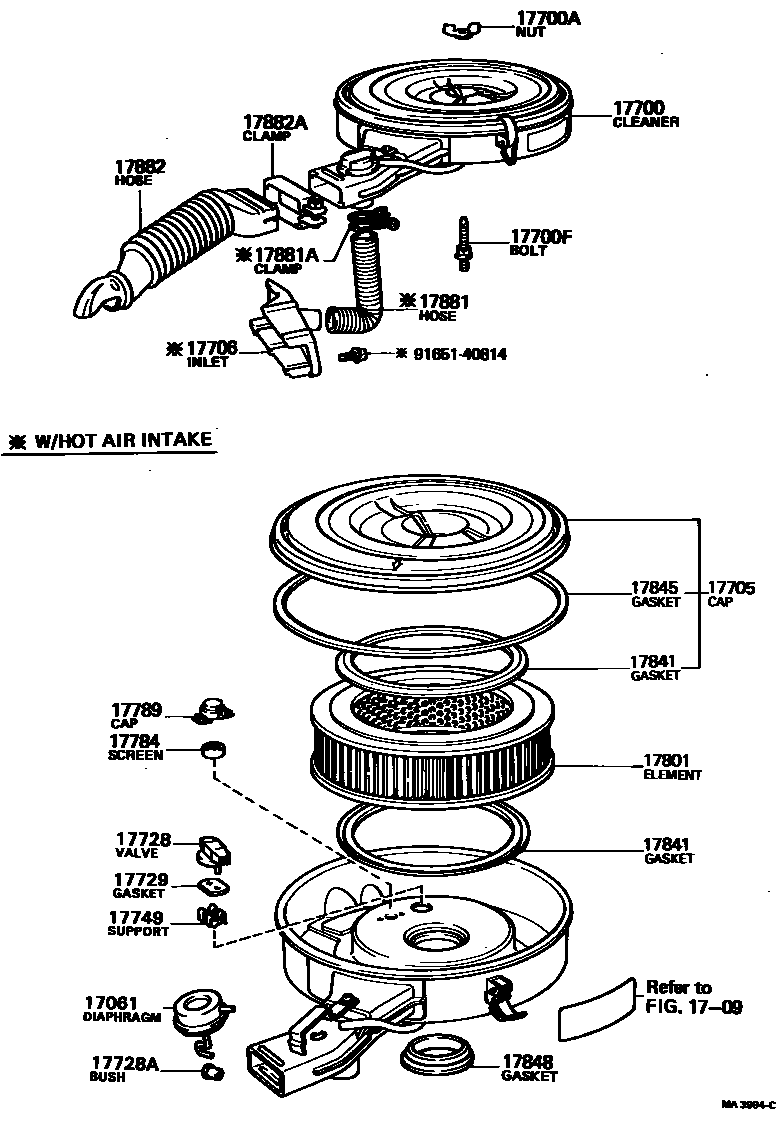 Toyota HILUX Air Cleaner EPC diagram — MA3994C