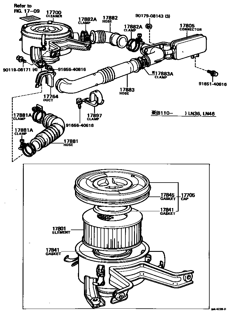 Toyota HILUX Air Cleaner EPC diagram — MA4228D