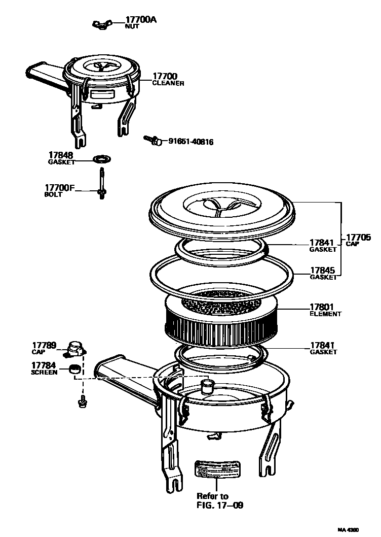 Toyota HILUX Air Cleaner EPC diagram — MA4380