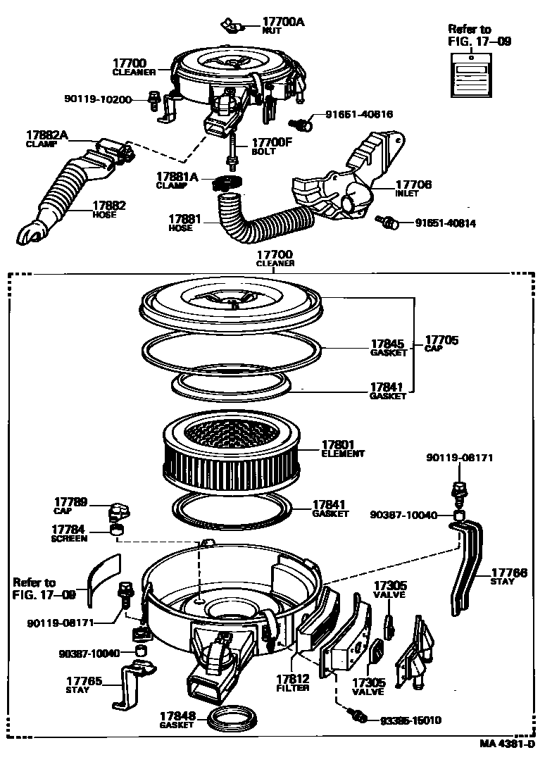 Toyota HILUX Air Cleaner EPC diagram — MA4381D