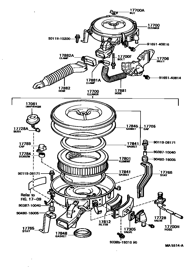 Toyota HILUX Air Cleaner EPC diagram — MA5514A
