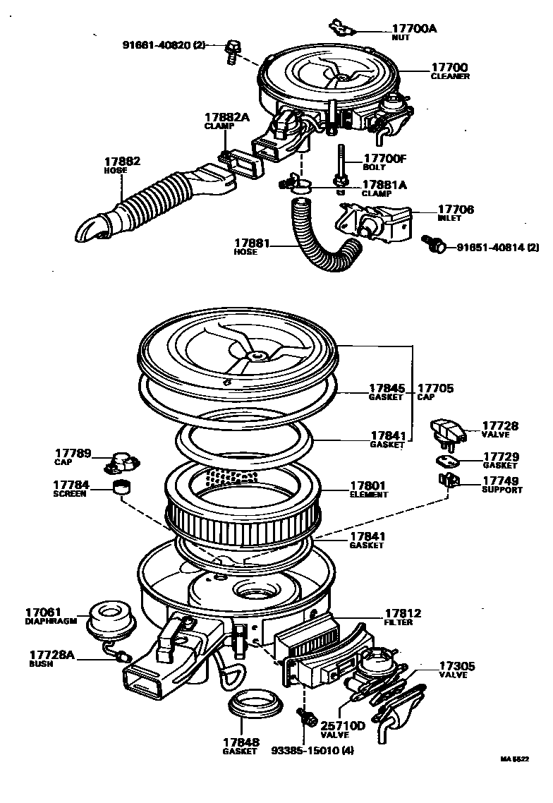 Toyota HILUX Air Cleaner EPC diagram — MA5522