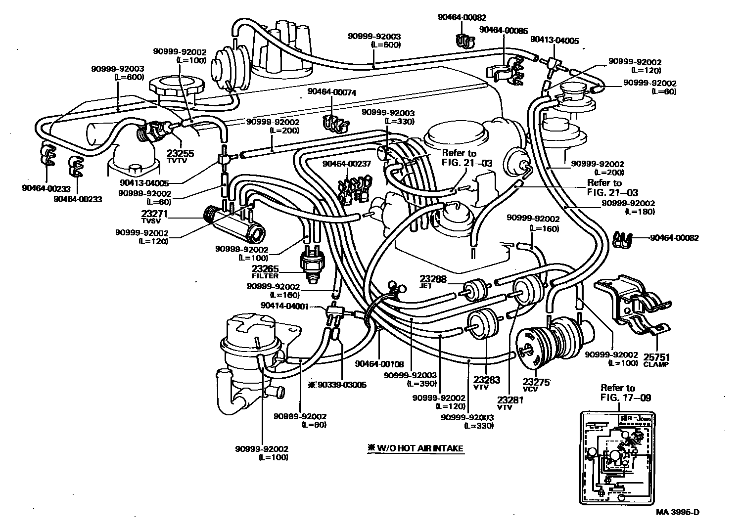 Toyota HILUX vacuum tube EPC diagram — MA3995D