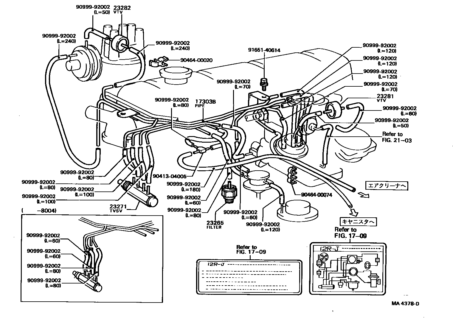 Toyota HILUX vacuum tube EPC diagram — MA4378D