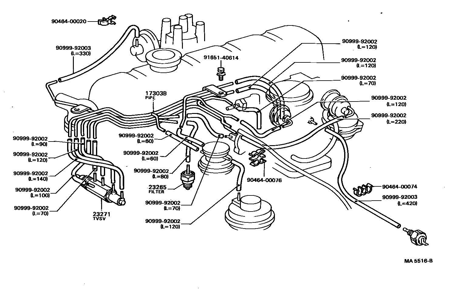 Toyota HILUX vacuum tube EPC diagram — MA5516B