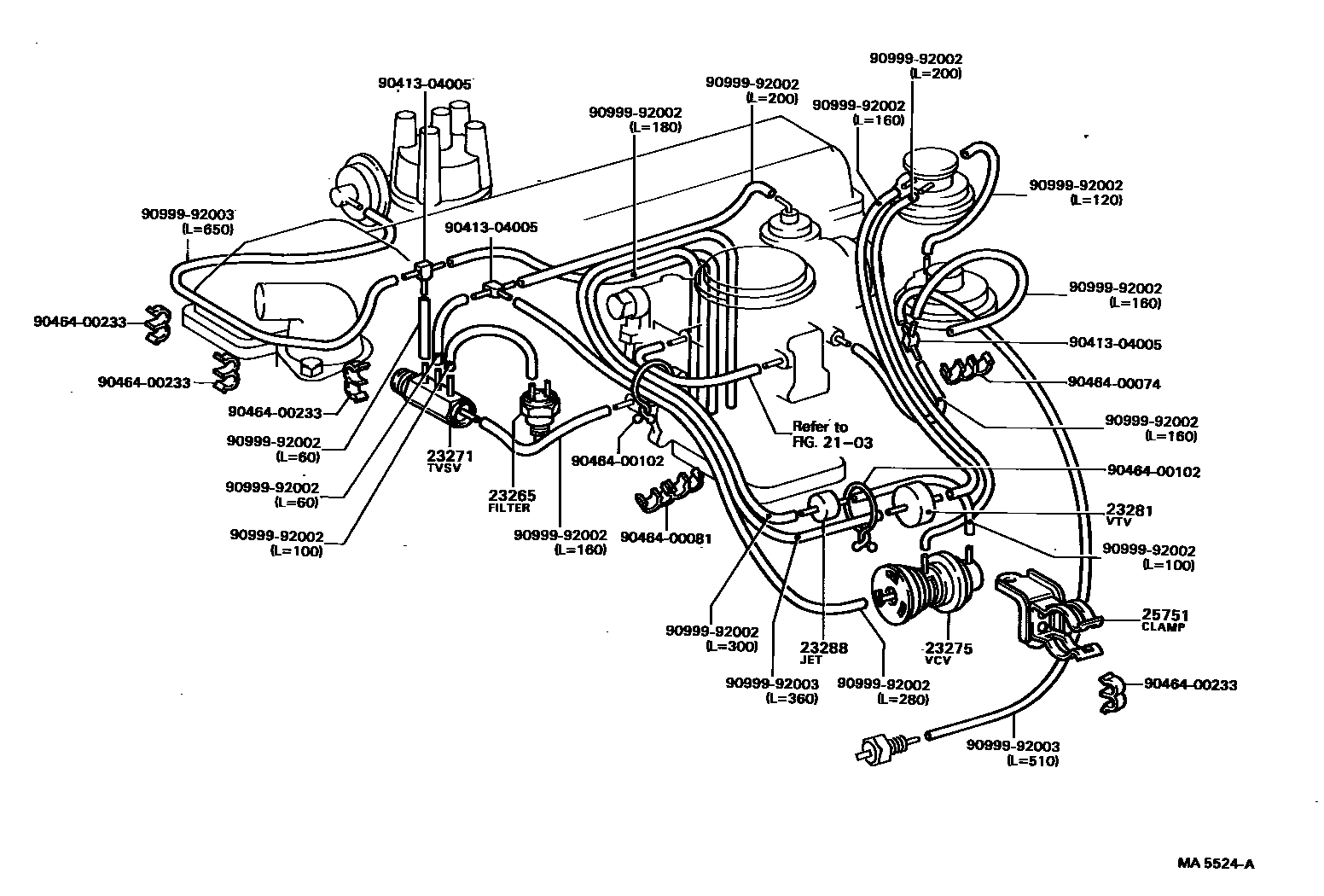 Toyota HILUX vacuum tube EPC diagram — MA5524A