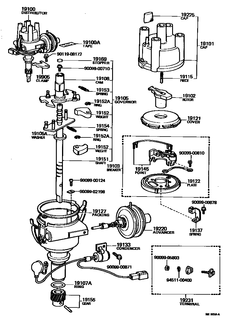 Toyota HILUX 分电器 EPC diagram — ME8059A