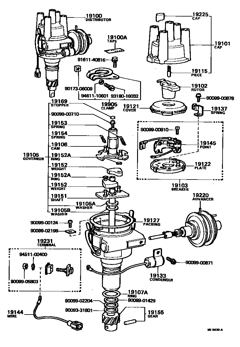 Toyota HILUX 分电器 EPC diagram — ME8430A