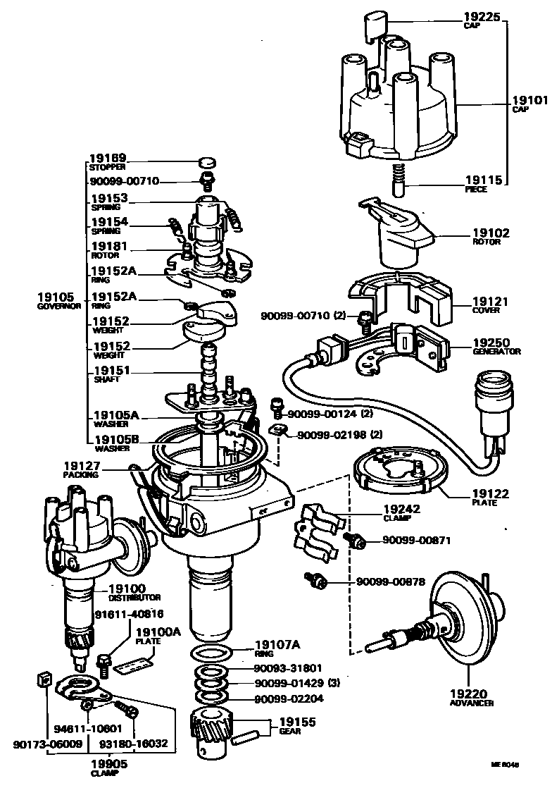 Toyota HILUX 分电器 EPC diagram — MEB048