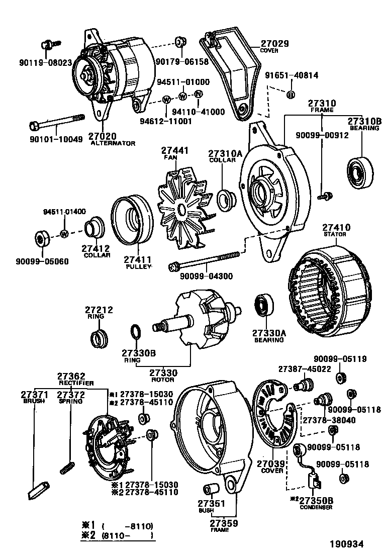 Toyota HILUX Alternator EPC diagram — 190934