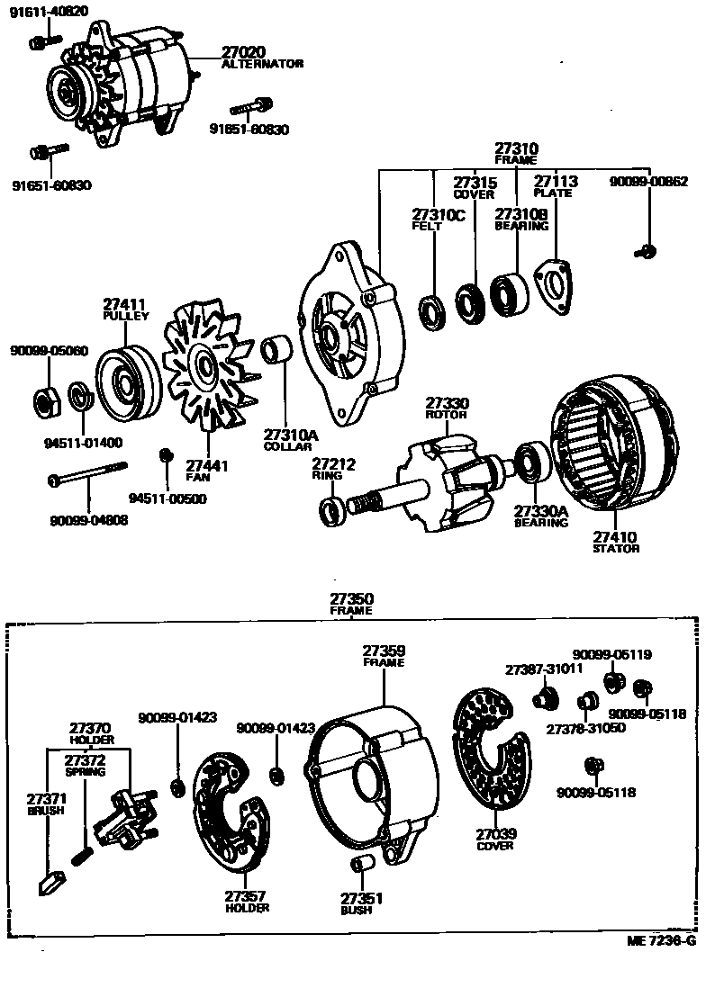 Toyota HILUX Alternator EPC diagram — ME7236G