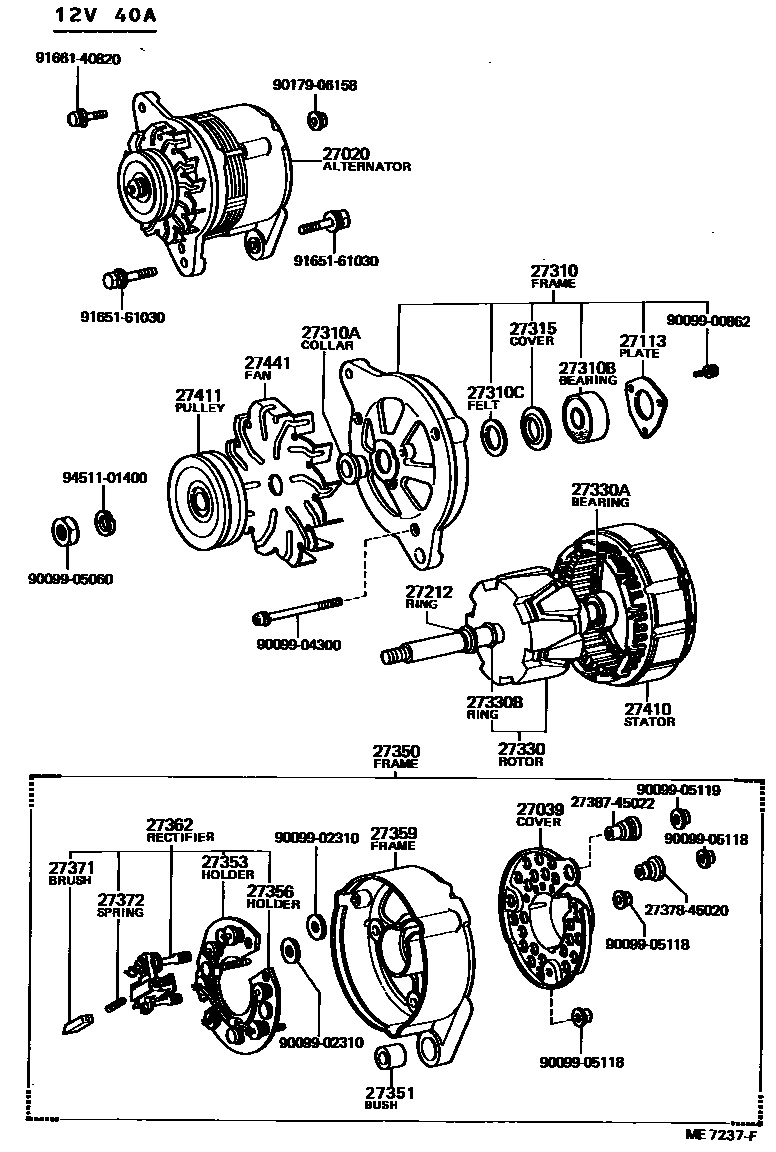 Toyota HILUX Alternator EPC diagram — ME7237F