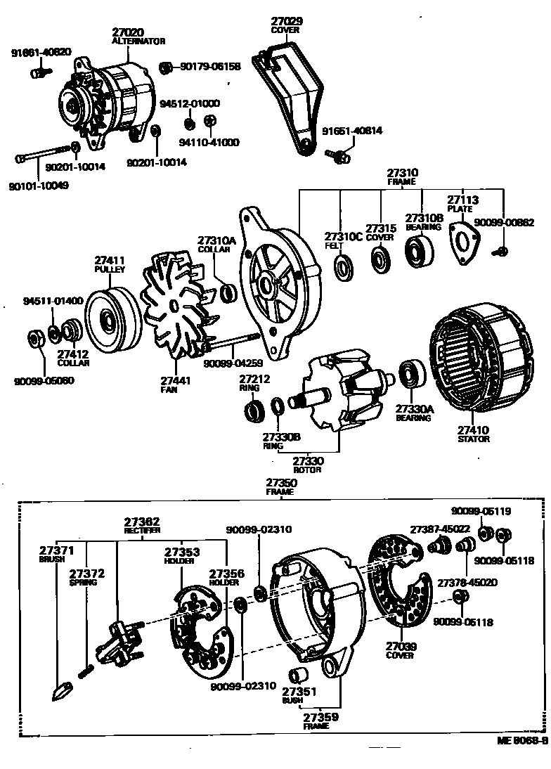 Toyota HILUX Alternator EPC diagram — ME8068B