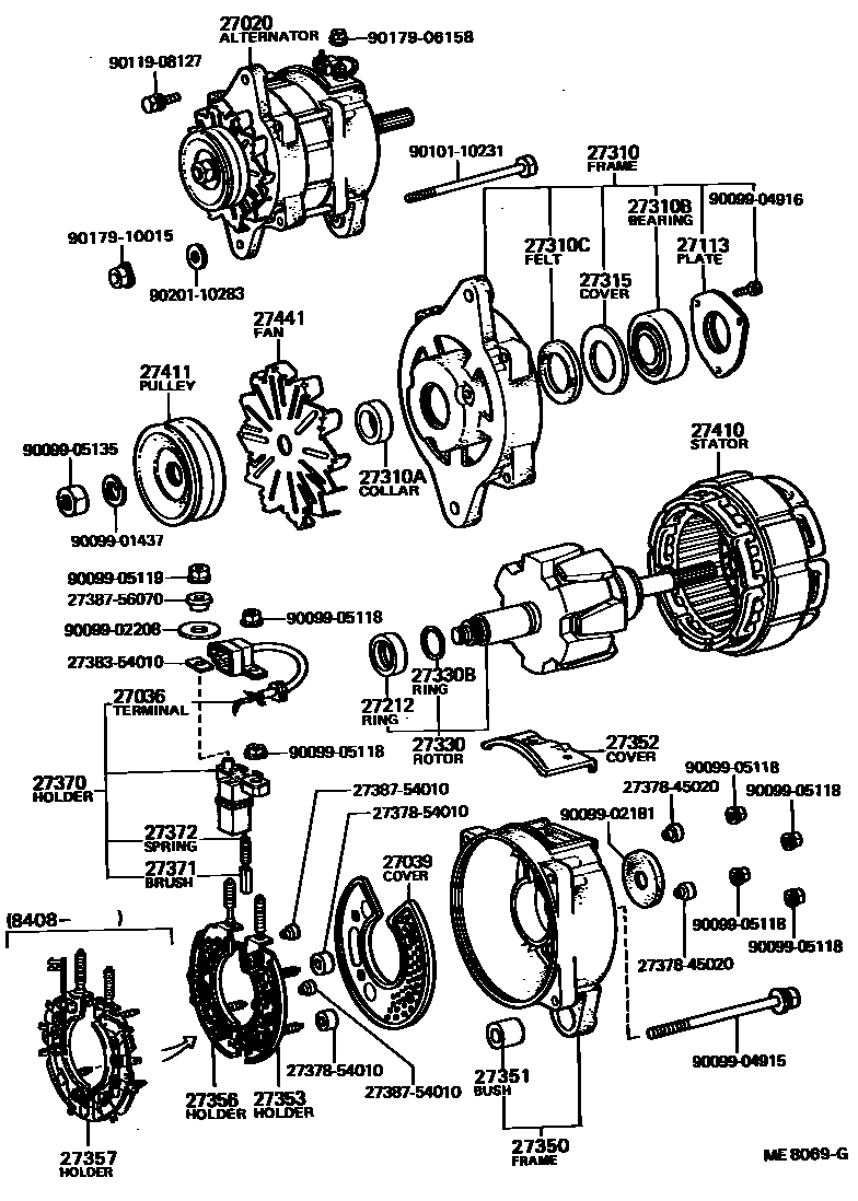 Toyota HILUX Alternator EPC diagram — ME8069G