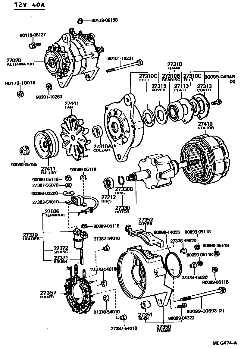 Toyota HILUX Alternator EPC diagram — MEG474A